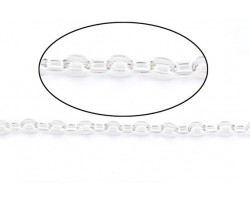 3mm Shiny Silver Flat Oval Chain Link