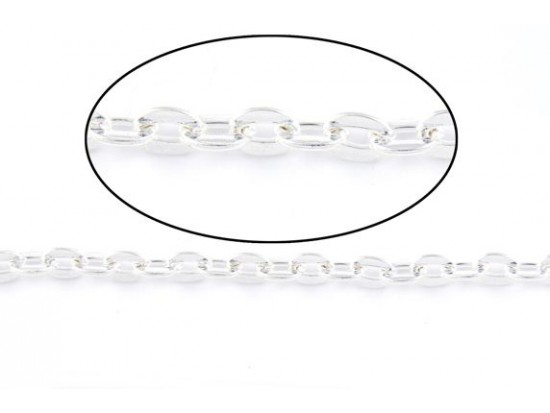 3mm Shiny Silver Flat Oval Chain Link
