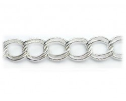 Shiny Silver 16x19mm Text Double Curb Link Chain