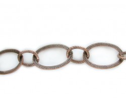Antique Copper 25x35mm Flat Oval Texture Chain