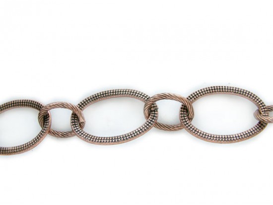 Antique Copper 25x35mm Flat Oval Texture Chain Antique Copper 25x35mm Flat Oval Texture Chain