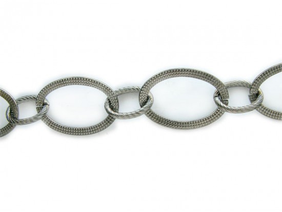 Gun Metal 25x35mm Flat Oval Texture Chain