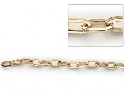 Shiny Gold 7x14mm Plain Oval Link Chain