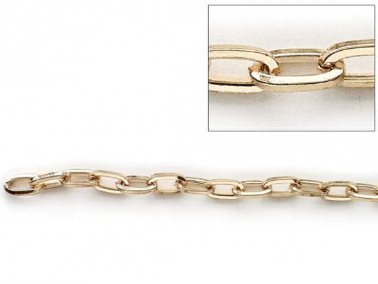 Shiny Gold 7x14mm Plain Oval Link Chain