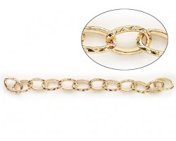 Shiny Gold 10x14mm Ethnic Design Oval Link Chain