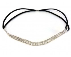 Clear Crystal Link Silver Stretch Headband