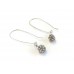 Silver Crystal Ball Kidney Wire Earrings