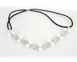 Pearl Crystal Wavy Center Xs Stretch Headband