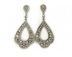Clear Pave’ Crystal Open Cut Teardrop Post Earrings