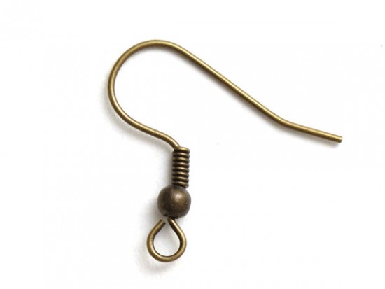 Antique Gold Plate French Earwire w/ Coil & Ball