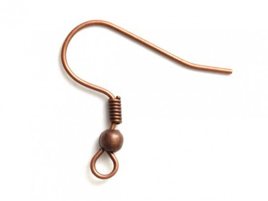 Antique Copper Plate French Earwire w/ Coil & Ball