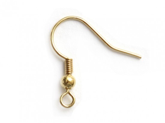Gold Plate French Earwire w/ Coil & Ball