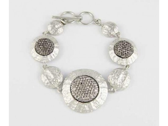 Hematite Crystal Druzy Silver Toggle Bracelet