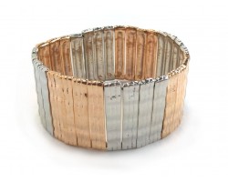 Two Tone Wavy Bar Stretch Bracelet