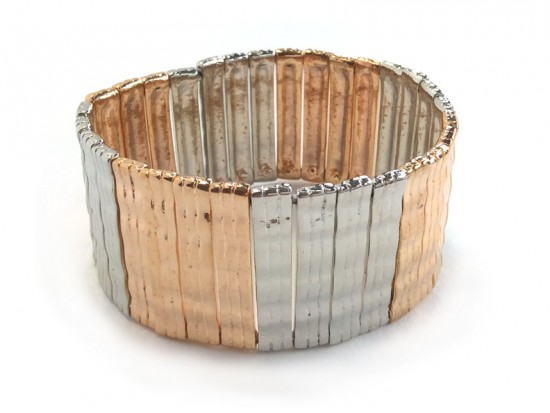 Two Tone Wavy Bar Stretch Bracelet