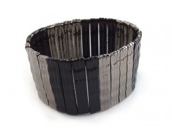 Black Two Tone Wavy Bar Stretch Bracelet
