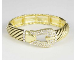 Antique Gold Plate Crystal Buckle Roped Stretch Bracelet Antique Gold Plate Crystal Buckle Roped Stretch Bracelet