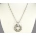 Antique Silver Plate Open Cut Teardrop & Crystal Charm Necklace Antique Silver Plate Open Cut Teardrop & Crystal Charm Necklace