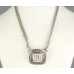 Antique Silver Plate Square Rope & Crystal Pendant Double Chain Necklace Set