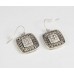 Antique Silver Plate Square Rope & Crystal Pendant Double Chain Necklace Set