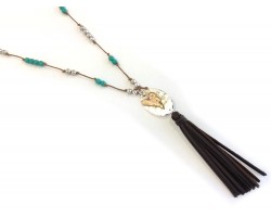 Silver Wild At Heart Brown Leather Tassel Necklace