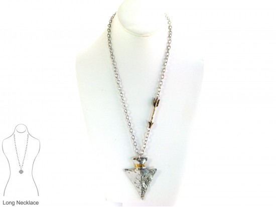Two Tone Wire Wrap Arrow Head Chain Necklace Two Tone Wire Wrap Arrow Head Chain Necklace