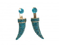 Blue Zircon Inlay Crystal Gold Claw Post Earrings