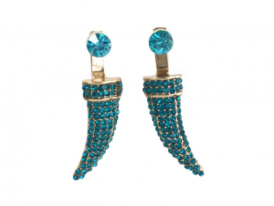 Blue Zircon Inlay Crystal Gold Claw Post Earrings Blue Zircon Inlay Crystal Gold Claw Post Earrings