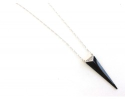 Black Arrow Silver Clear Crystal Chain Necklace