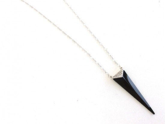 Black Arrow Silver Clear Crystal Chain Necklace Black Arrow Silver Clear Crystal Chain Necklace
