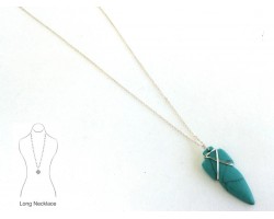 Turquoise Composite Carved Arrowhead Necklace