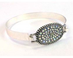 AB Crystal Oval Silver Hook Bracelet