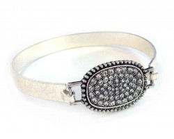 Clear Crystal Oval Silver Hook Bracelet