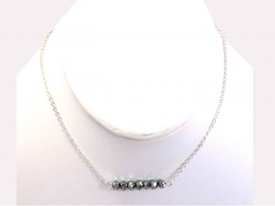 Silver Hematite Crystal Chain Necklace Choker