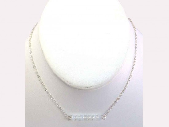 Silver Opal Crystal Chain Necklace Choker