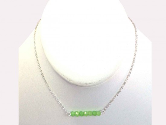 Silver Peridot Crystal Chain Necklace Choker
