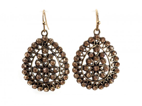 Peach Crystal Boho Hook Earrings