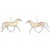 Gold Floral Pattern Silver Edge Horse Hook Earrings Gold Floral Pattern Silver Edge Horse Hook Earrings