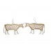 Gold Floral Pattern Silver Edge Cow Hook Earring