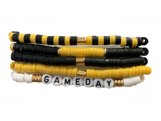 Black Gold Game Day Multiple Bracelets Set