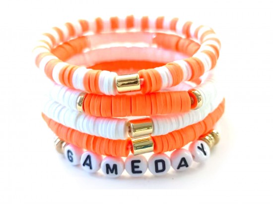 Orange White Game Day Multiple Bracelets Set