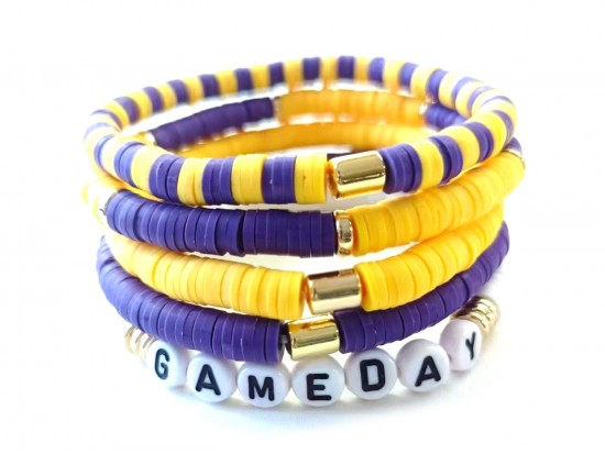 Purple Yellow Game Day Multiple Bracelets Set