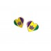 Mardi Gras Heart Crown Post Earrings