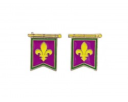 Mardi Gras Fleur De Lis Flag Post Earrings