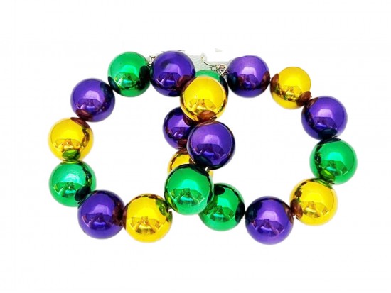 Mardi Gras Bead Hoop Hook Earrings Mardi Gras Bead Hoop Hook Earrings