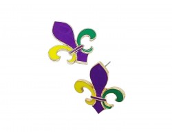 Mardi Gras Fleur De Lis Post Earrings