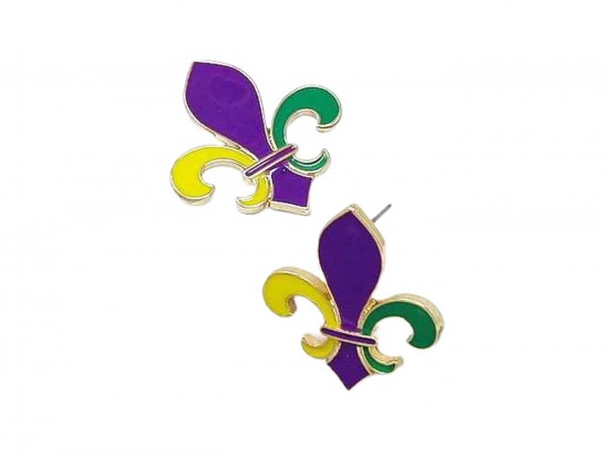 Mardi Gras Fleur De Lis Post Earrings