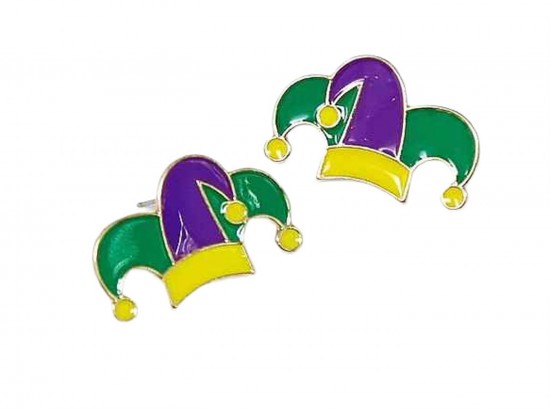 Mardi Gras Jester Hat Post Earrings