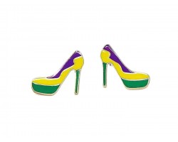 Mardi Gras High Heel Shoe Post Earrings