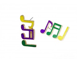 Mardi Gras Music Notes Post Earrings